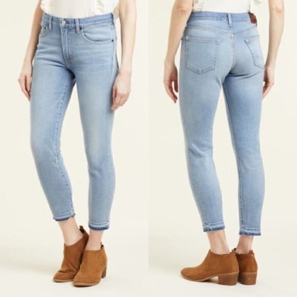 NEW FRYE Light Wash Skinny Cropped Jeans Size 25 Mid Rise Raw Hem - Picture 2 of 10